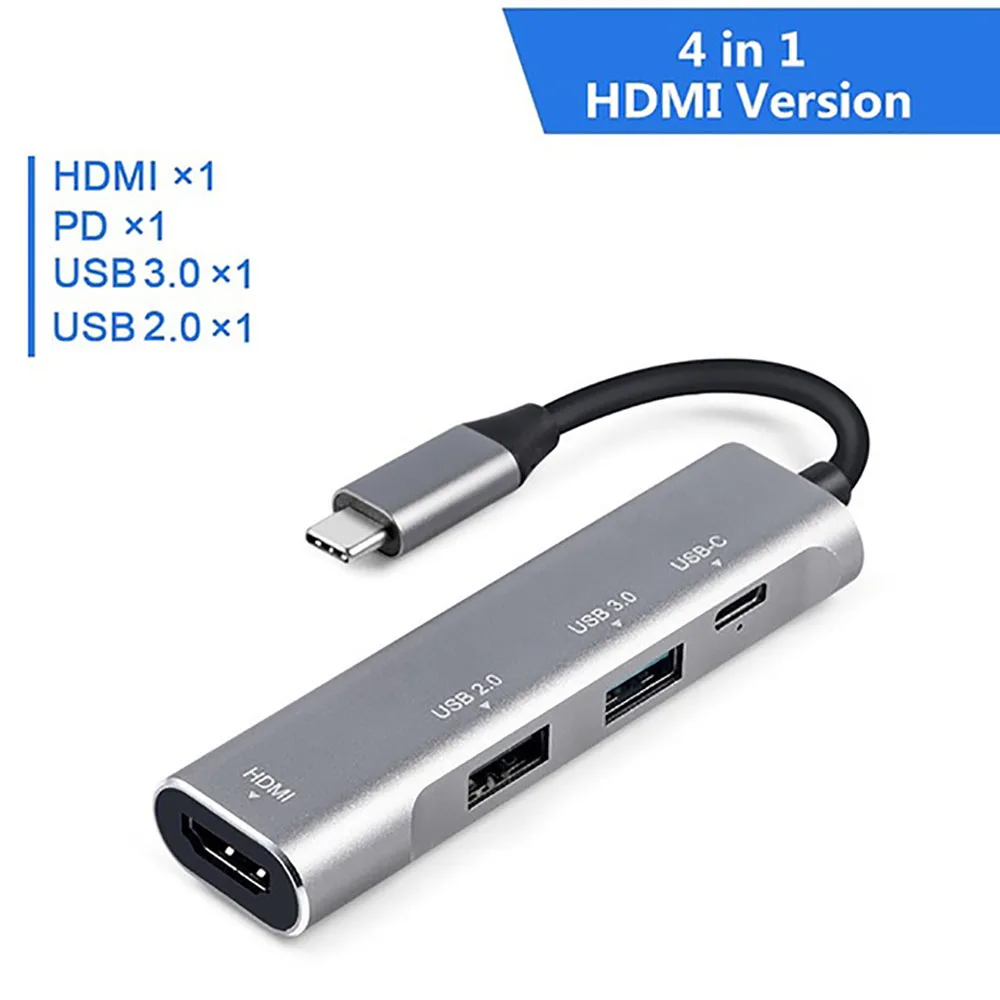 FSU USB C концентратор с HDMI RJ45 PD зарядное устройство кардридер USB 3,0 адаптер usb-хаб для Macbook Pro Аксессуары Мульти USB 3,0 type C концентратор - Цвет: 4IN1