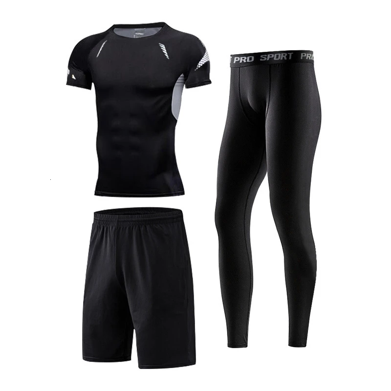 Мужская спортивная одежда, компрессионный спортивный костюм для мужчин, для фитнеса, спортзала, спортивный комплект, эластичная спортивная одежда, для баскетбола, тренировки, бега, спортивная одежда - Цвет: Sportwear-S-GRA-F