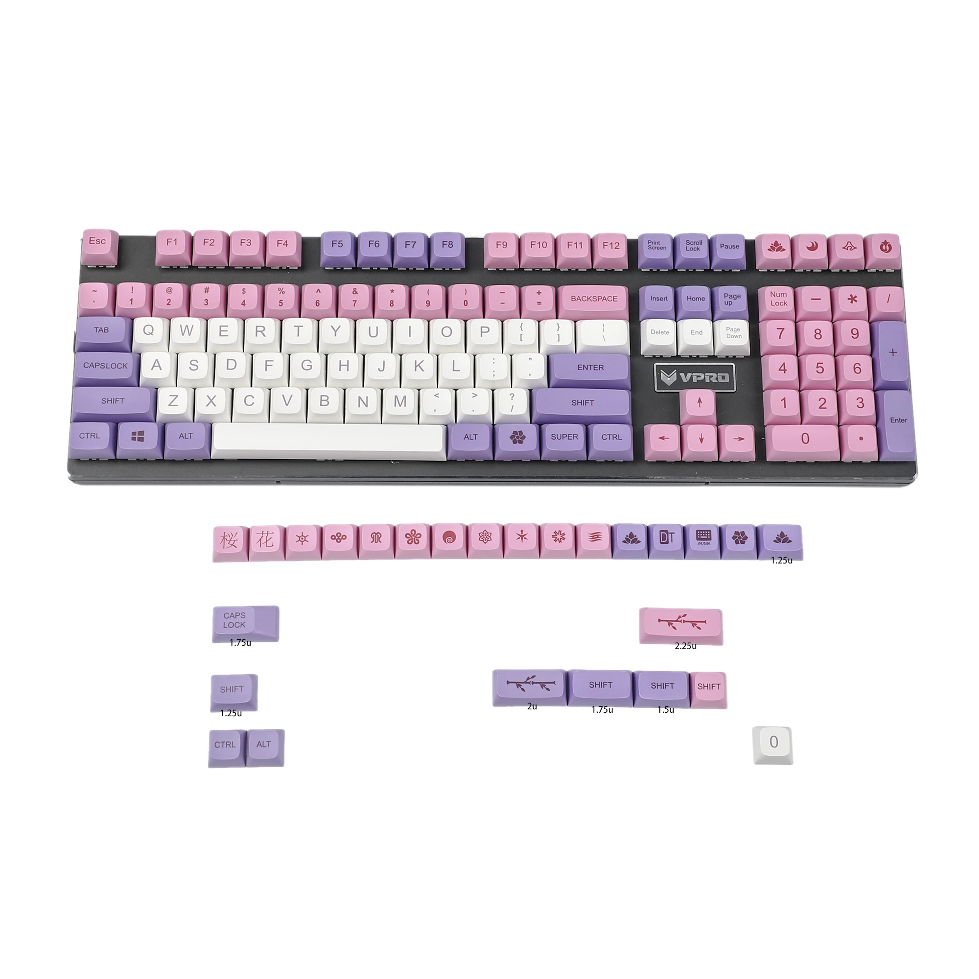 Ymdk 134 Key Hana Dye Sub Zda Bola Forma Pbt Keycap Semelhante ao Xda para Teclado mx 104 87 61 Melody 96 Kbd75 Id80 Gk64 Sp84