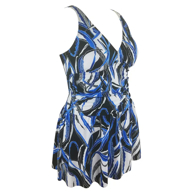 

2019 Europe And America New Style Digital Printing Long Skirts WOMEN'S Swimsuit Plus-sized Split Type Low Waist Triangle Swimwea