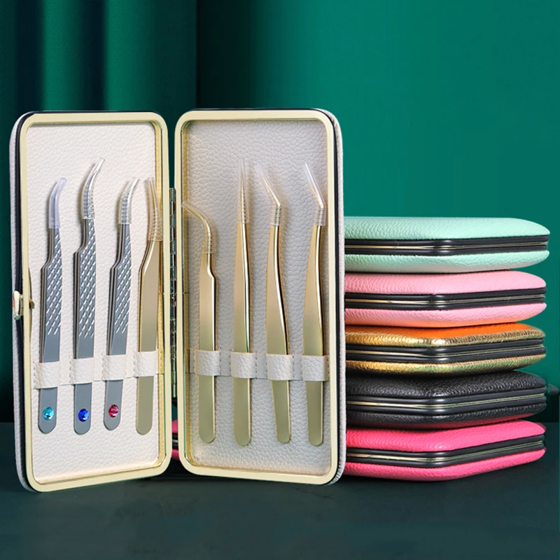 Makeup Eyelashes tweezer Tools Bag EyeLash Extension Tweezers Case
