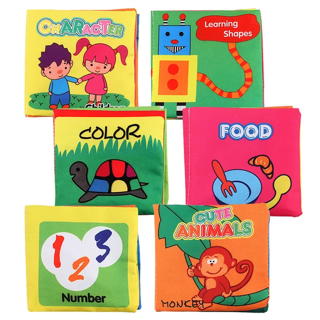 6Pcs Baby Cloth Book Intelligence Develop Soft Learning Cognize Reading Books Early Educational Toys Quiet Readings 0-12 Months NO2955 6Pcs