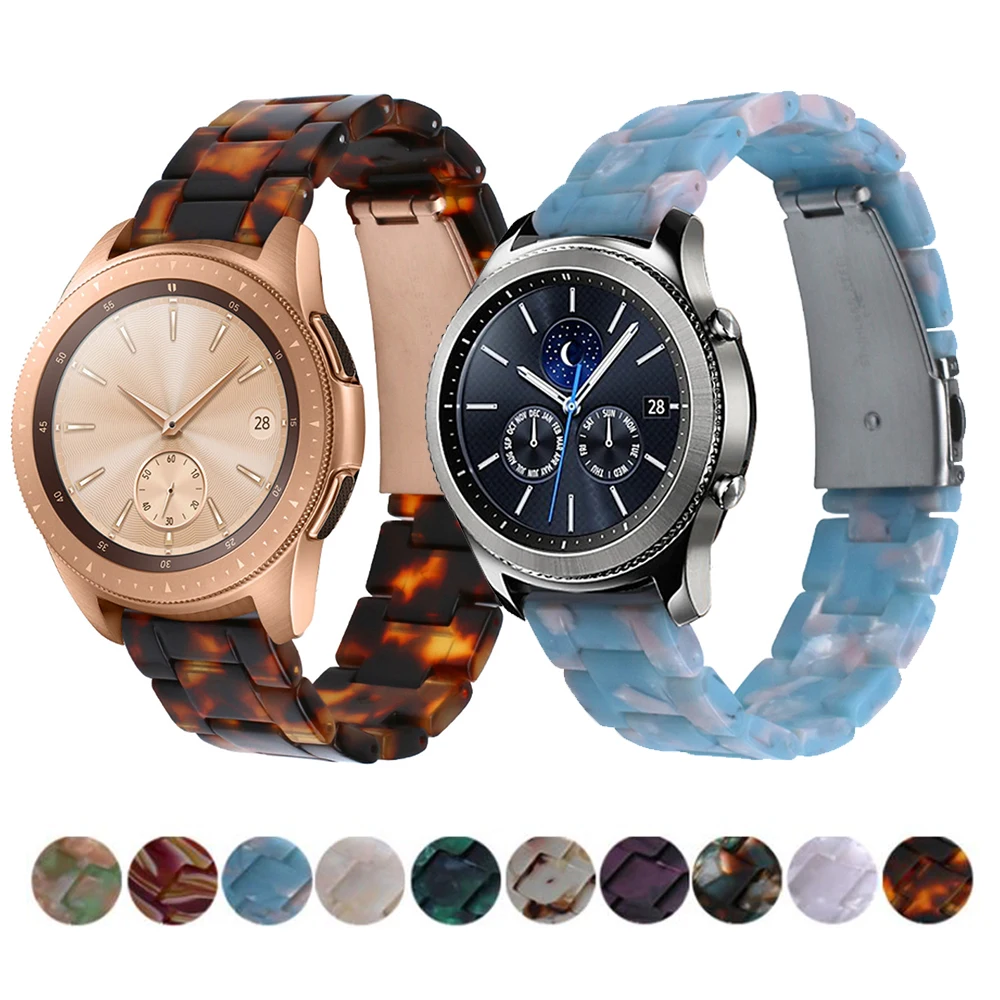 Resin metal strap Compatible with Samsung watch 3 46mm/Active 2 42mm/Huawei watch GT2/Amazfit 47mm Replacement bracelet strap