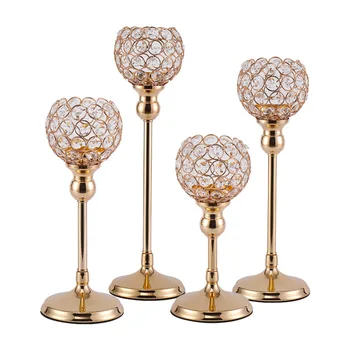 

1PC Crystal Candle Holders Metal Glass Candlesticks Wedding Table Centerpieces for Home Decoration WJ815