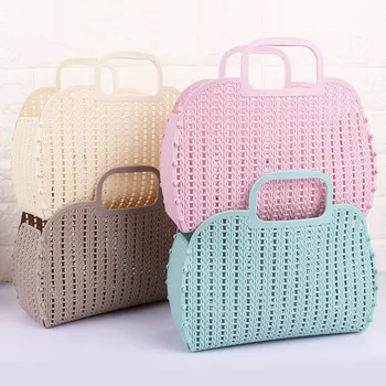 

Fashion Folding Storage Basket ColorfulPlastic Portable Kitchen Bathroom Bath Basket Bathroom Accessories Organizers