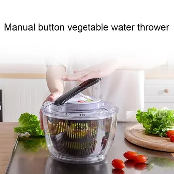 

1pc Large Capacity Vegetable Dehydrator Press Type Salad Bowl Spinner Safe Transparent Bowl Fruit Drain Basket Kitchen Gadgets