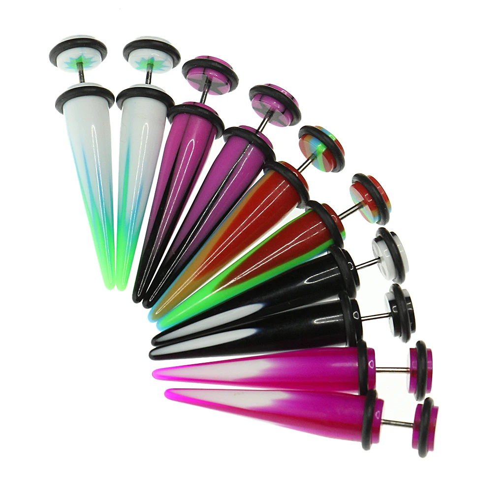 5 Pairs Screw Taper with O -ring Piercing Stud 0 Gauge Look Fake Taper Gauge