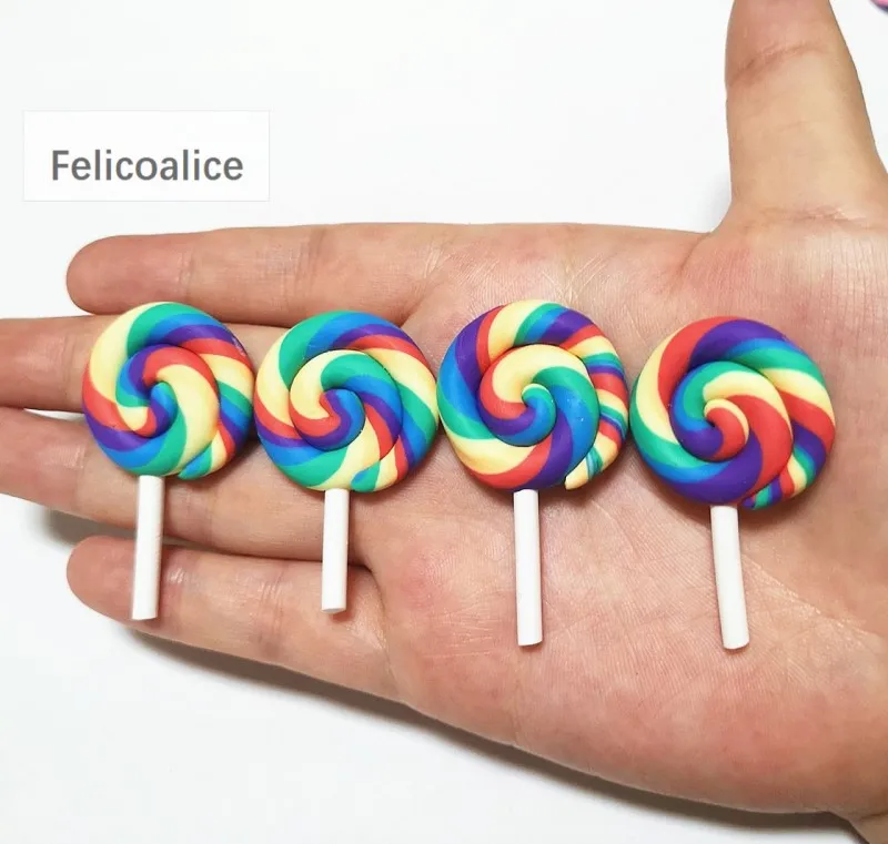 8PCS Schleim Charms Bunte Lollipop Weichen Ton Plastilin Schleim Zubehör Perlen Machen Liefert Für DIY Scrapbooking Handwerk – Detail 4