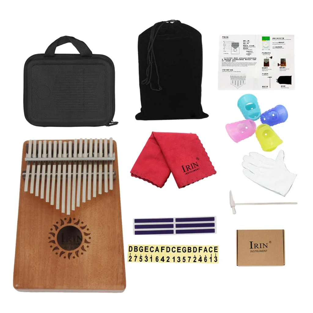 

Portable 1 Set Acacia Wood 17 Key Kalimba Mbira Finger Percussion Thumb Piano with Shakeproof Case Tuning Tool Note Sticker
