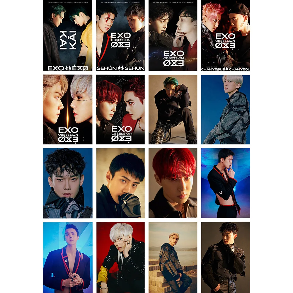 16 шт./компл. Kpop EXO OBSESSION lomo card альбом Фотокарта K-POP EXO OBSESSION photo lomo card периферийные Новые поступления