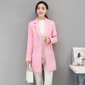 

Casual Fashion Women Long Cashmer Coat Slim Long Women's Woolen Jacket Solid Pockets Single Button Coat And Jacket