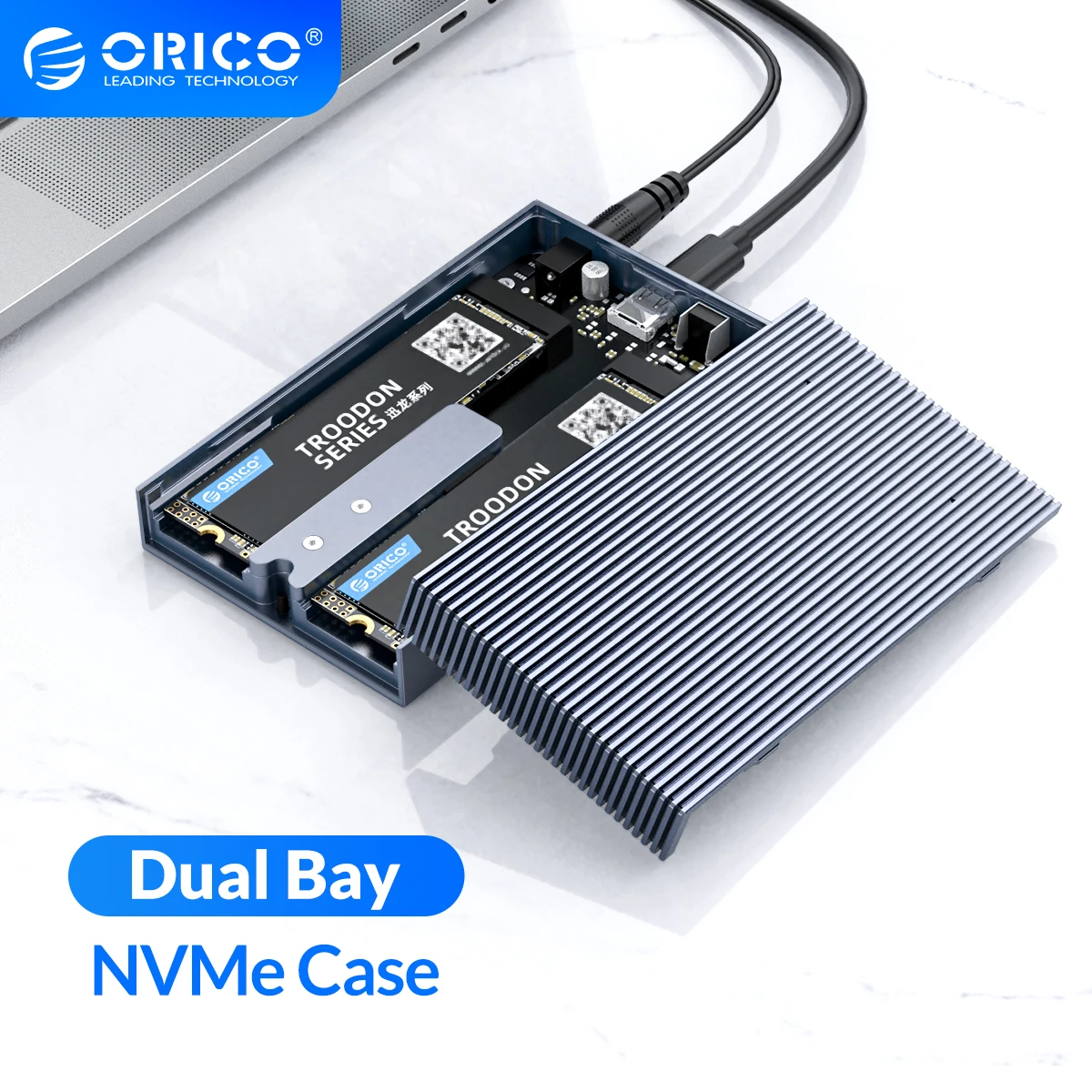 Алюминиевый корпус ORICO Dual Bay M.2 NVME SSD USB C 3 1 Gen2 10 Гбит/с для M Key &amp M/B PCIe с адаптером