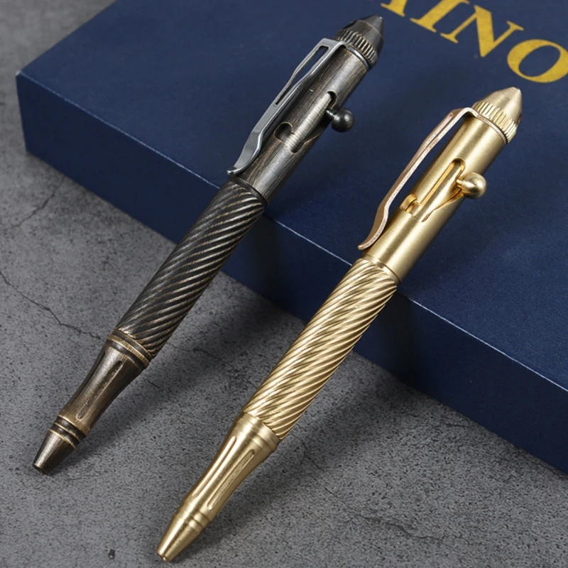 

Writing Pen Handmade Bamboo Brass Pen Outdoor Tactic Brass Self-defense Pen(bronze) Gel Ink Refills Accessories Outdoor Tools K