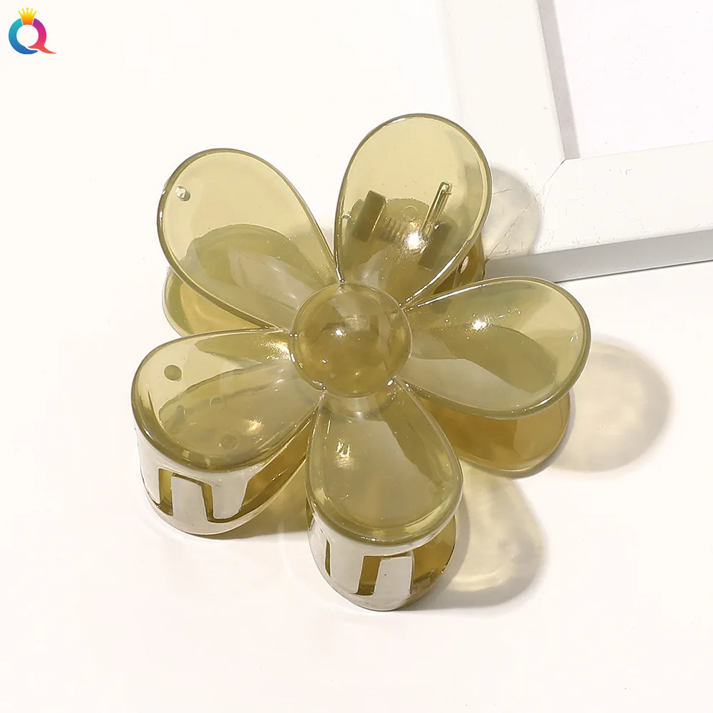 Sweet Flower Shape Hair Claws Elegant Clear Acrylic Hair Clips Hairpins Barrette Headwear for Women Girls Hair Accessories Gifts types of hair clips