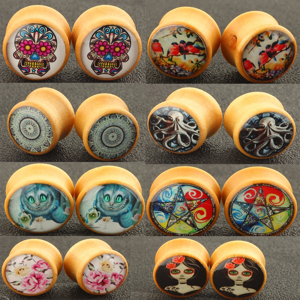 

wooden Gauges Plugs and Tunnels Earrings Ear Tunnels Stretcher Wood Expander Men Ear Piercing Body Piercing Kit Gauge For Women