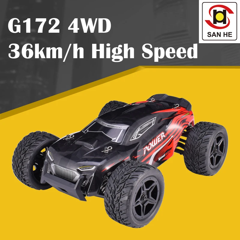 Красный G172 2,4 г 1:16 4WD 36 км/ч высокий гоночный скоростной автомобиль двигатель высокой мощности дистанционное управление внедорожный автомобиль игрушка подарок для детей красный/зеленый - Цвет: Красный