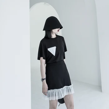 

Mesh Stitching Skirts Women Summer New 2020 High Waist A- Line Skirt Female Solid Color Europe Wild Fashion Ladies Skirts