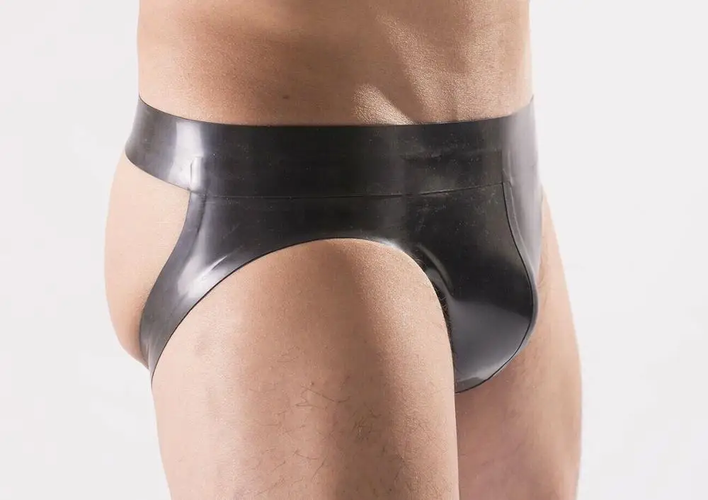 0.4MM Men Latex Panties Rubber Jockstrap Briefs Style Front 3d Pouch Plain