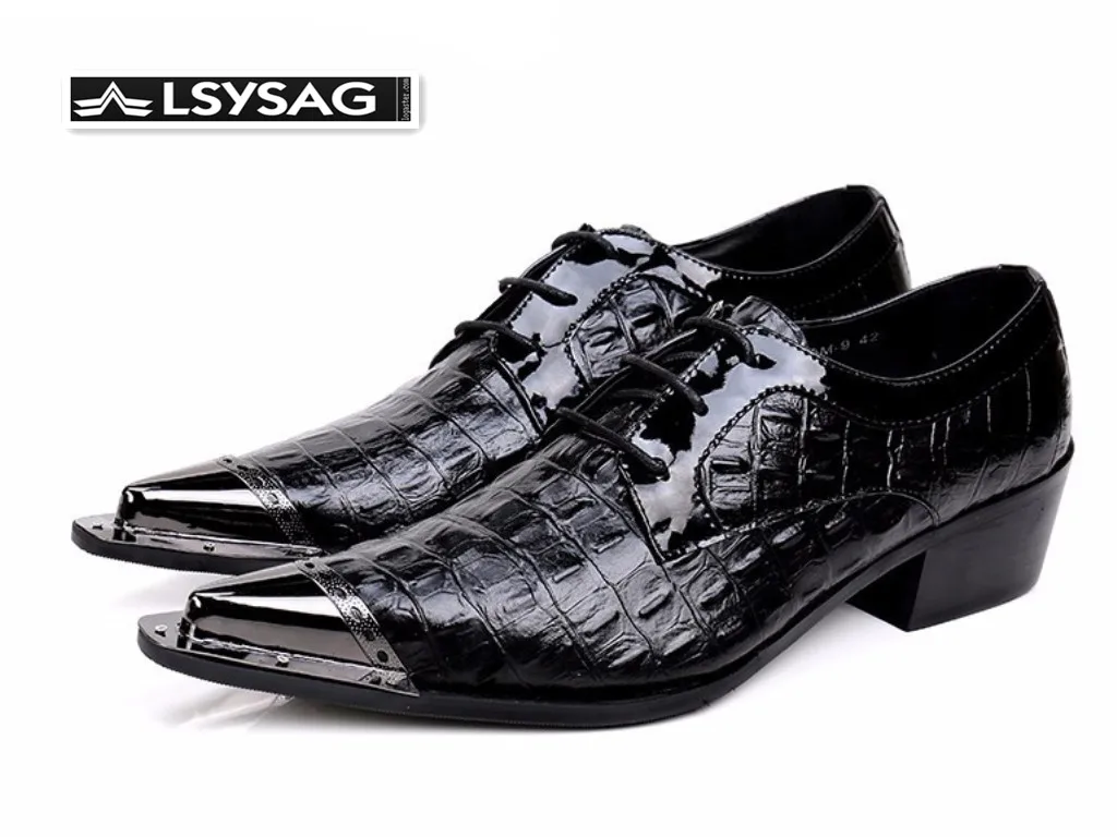 

Genuine Leather Men Oxford Shoes Classic Pointed Toe Brogue Shoes Black Wedding Business Men Dress Shoes Lace Up