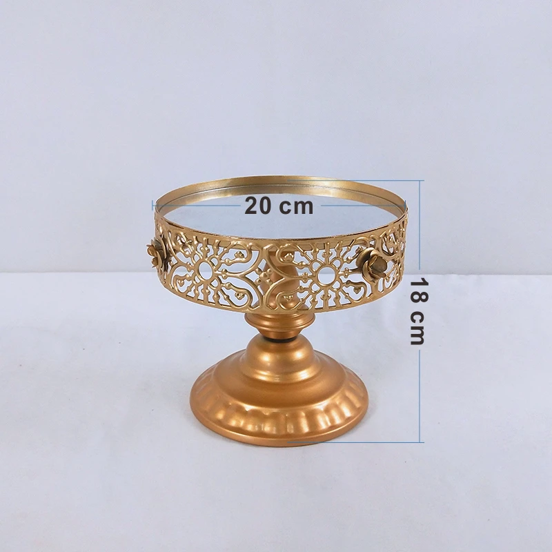 20CM Европейский Золотой Стиль Солнцезащитные очки, зеркальные круглые металлическая, для подставки для пирожных пластина домашняя одежда для свадьбы, дня рождения подставка для торта инструмент - Цвет: 20CM