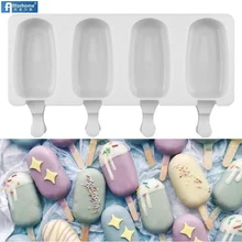 Mold Dessert-Ice-Cream-Mold Ice-Cube-Tray Popsicle 10-Wooden-Sticks Silicone 4-Cavity