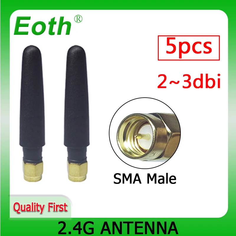 EOTH 5 шт. антенна 2 4g ~ 3dbi sma male wlan Wi-Fi 4 ГГц pbx iot модуль маршрутизатор сигнальный