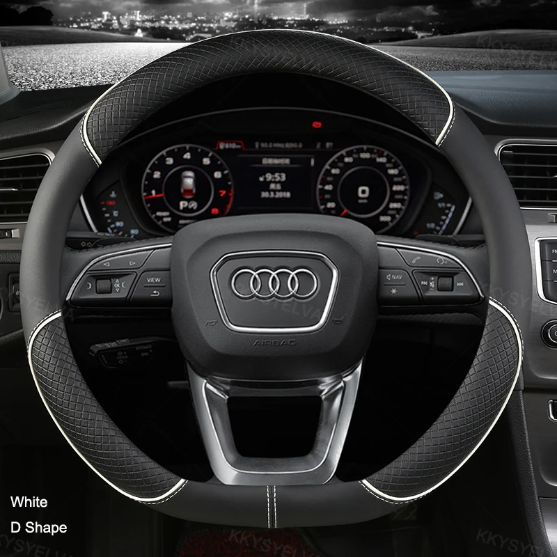 Premium Leather Steering Wheel Cover - 38cm 15