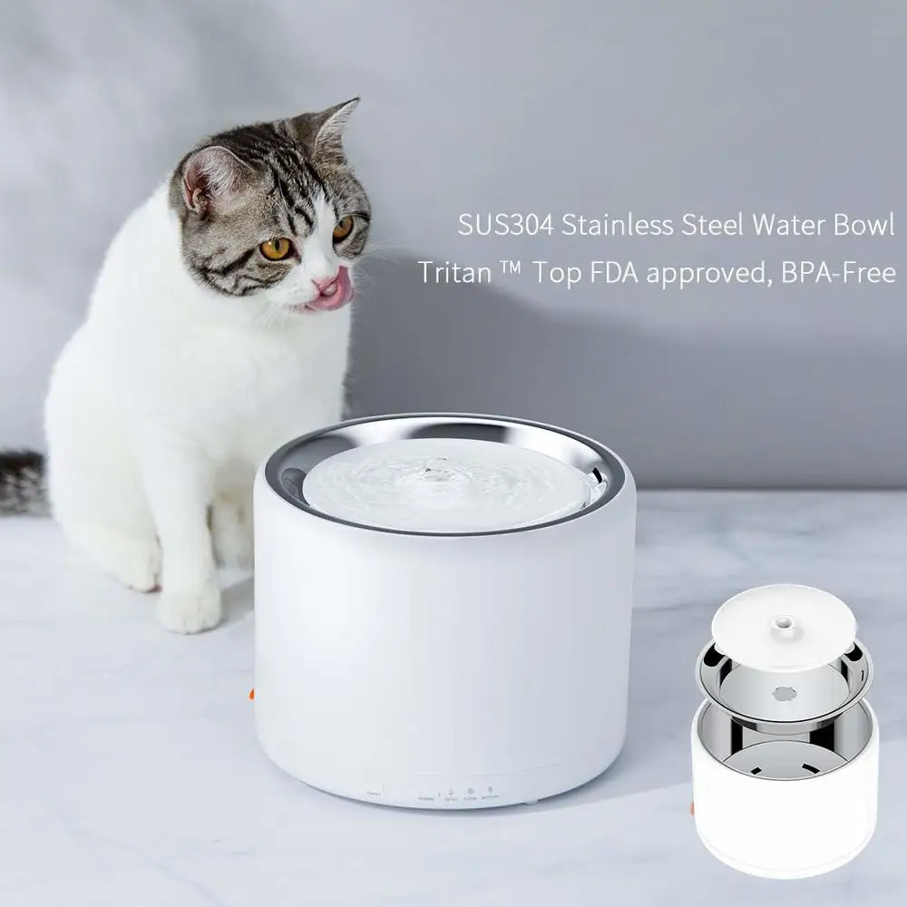 PETKIT 1.35L Smart Pet Water Fountain Stainless Steel LED Light Indicator Auto-Shut Off Pump Dual Working Mode Cat Water Bowl