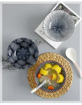 

Ceramic Noodle Soup Rice Bowl Multi-pattern Japanese Style tableware Fashion Diversification Simple Retro Household CTP19037