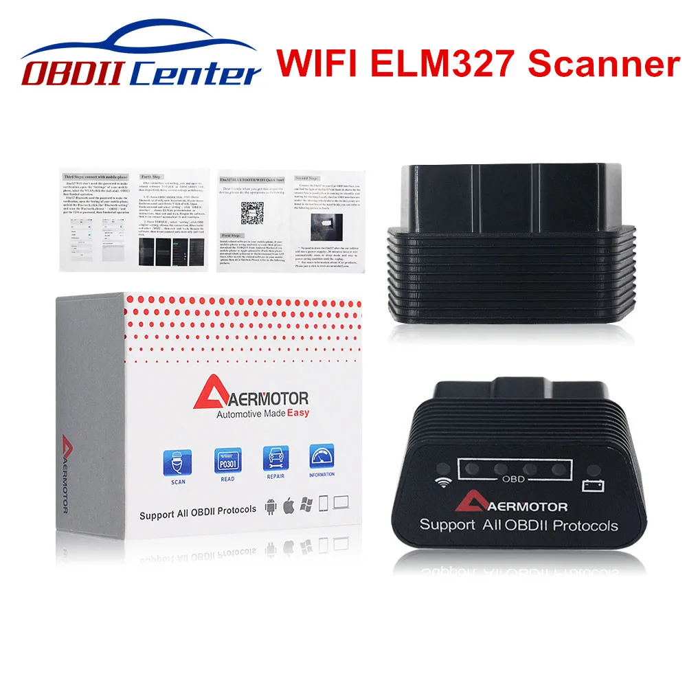 Бренд AERMOTOR Wifi ELM327 1,5 автоматический диагностический сканер ELM 327 OBDII V1.5 WI FI OBD2 интерфейс Поддержка Android IOS PC