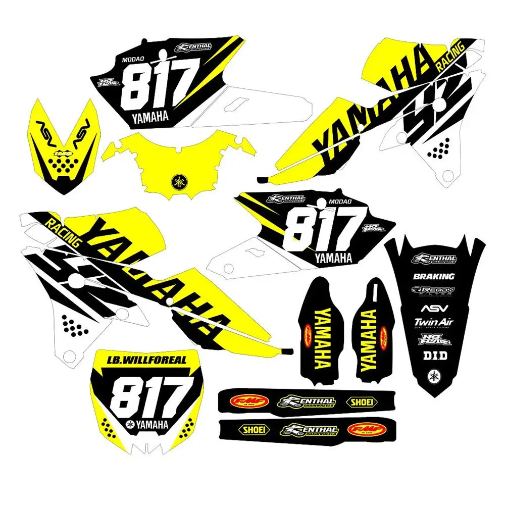 

New Full Graphics Decals Stickers Custom Number Name 3M Bright Matte Stickers Waterproof For YAMAHA YZF YZ250F-YZ450F 2014-2017
