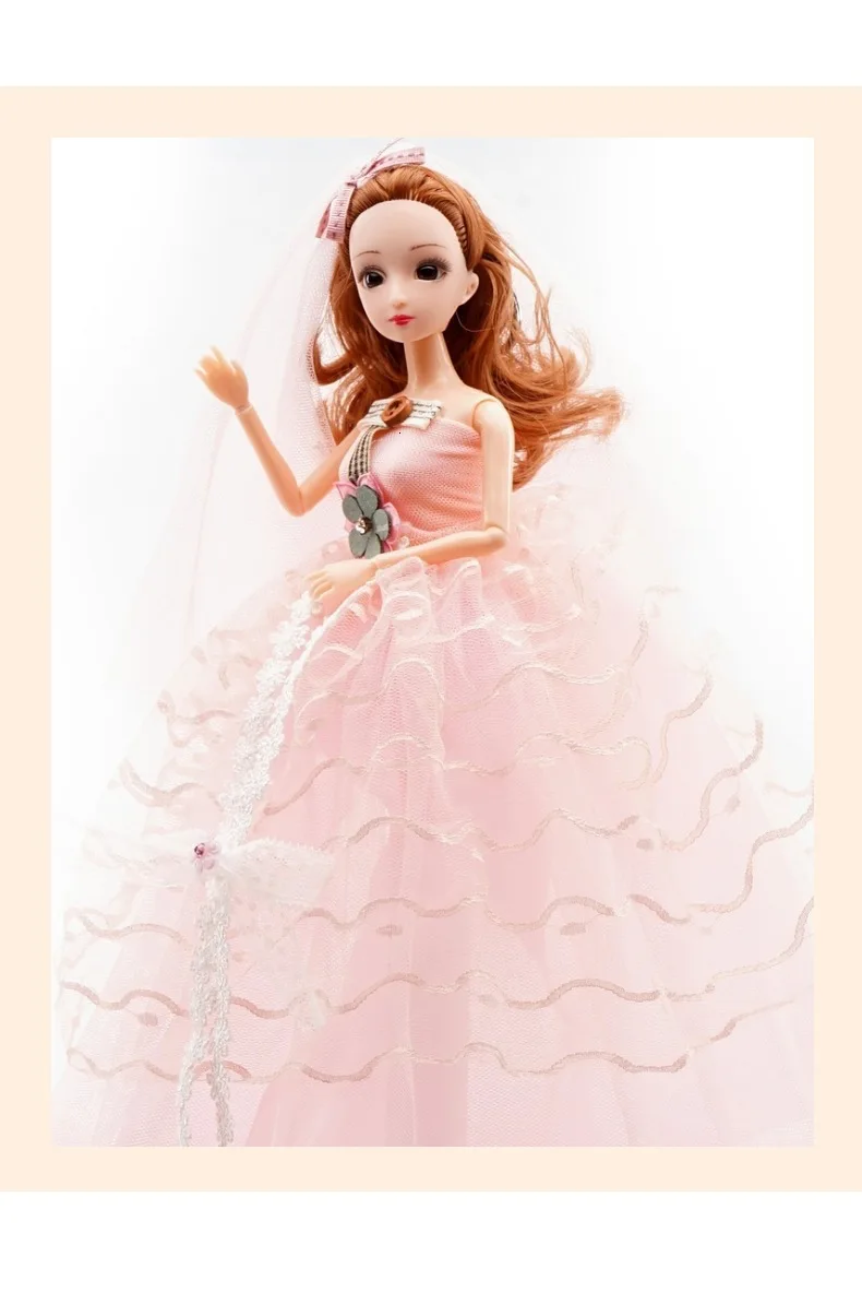 BJD кукла коричневые глаза с свадебным платьем одежда парики макияж ручной работы красота игрушки силиконовая кукла-младенец игрушки для