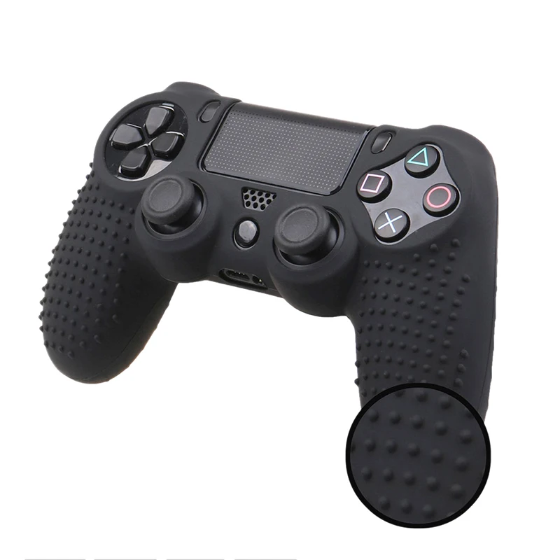 Противоскользящий силиконовый защитный чехол для Dualshock 4 PS4 DS4 Pro тонкий контроллер Крышка аналоговый чехол - Цвет: Черный