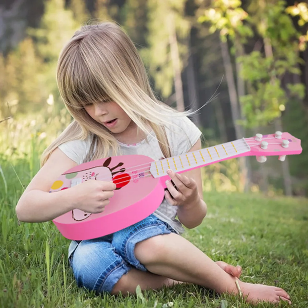 Kids Plastic Toy Sturdy Ukulele Non-toxic Musical Instrument Preschool Music Toy