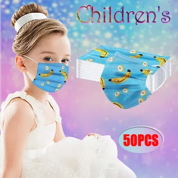 

50pcs Banana Printed Children Disposable Protection 3 Layer Outdoor Breathable Mouth Cover Large Stock Send Fast Dropshipping