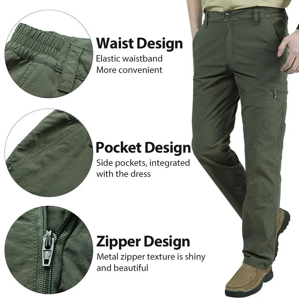 Men's Thin Pants Cargo Work Army Breathable Waterproof Quick Dry Men Pants Casual Summer Trousers Military Style Tactical Pants
