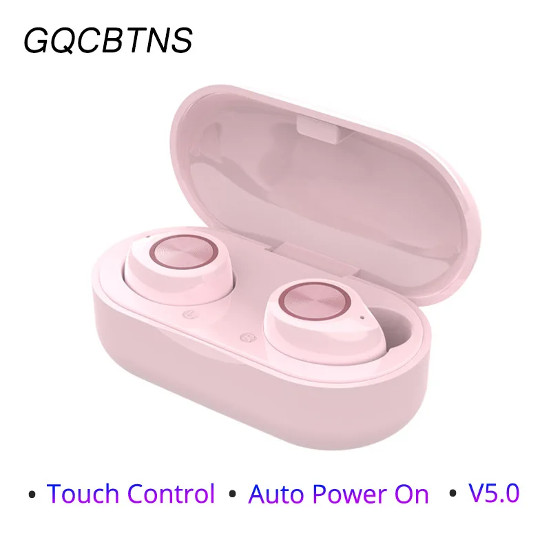 Pink TW60 Мини Bluetooth наушники сенсорное управление гарнитура с микрофоном водонепроницаемые настоящие беспроводные наушники для IOS/Android samsung все телефоны - Цвет: Pink