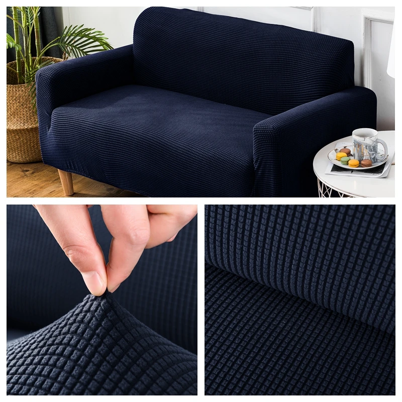 Navy Эластичный чехол для дивана домашний декор Fundas Sofa Slipover высокое качество Бархатные чехлы для диванов для гостиной твердый секционный чехол для дивана - Цвет: Navy