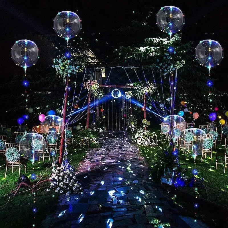 4 Set Transparent LED Balloons With Stick Flashing Luminous Ball Clear For Birthday Wedding Bar Party Supplies | Дом и сад