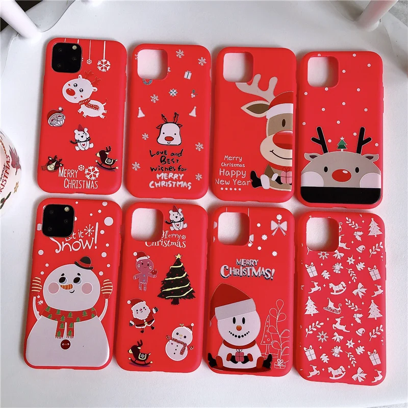 

Merry Christmas gift phone Case For iphone 11 11Pro Max XS Max XR 6 6s 7 8 plus Santa Claus Elk Snowman soft tpu case Capa