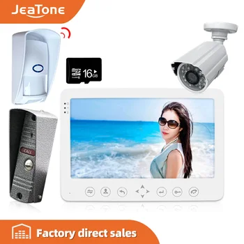 

7'' Video Door Phone Intercom Doorbell Intercom With Extra Outdoor Camera/PIR/16G SD Card Access Control System Motion Detection