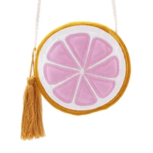 Милые детские сумки-мессенджеры в форме лимона, Женская круглая сумка через плечо с рисунком лимона, простая сумка на молнии, сумка на плечо