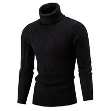  Autumn Winter Sweater Men Solid Color Long Sleeve Turtle Neck Sweaters Pullovers Slim Twist Knitted Jumpers Top Mens Sweater 
