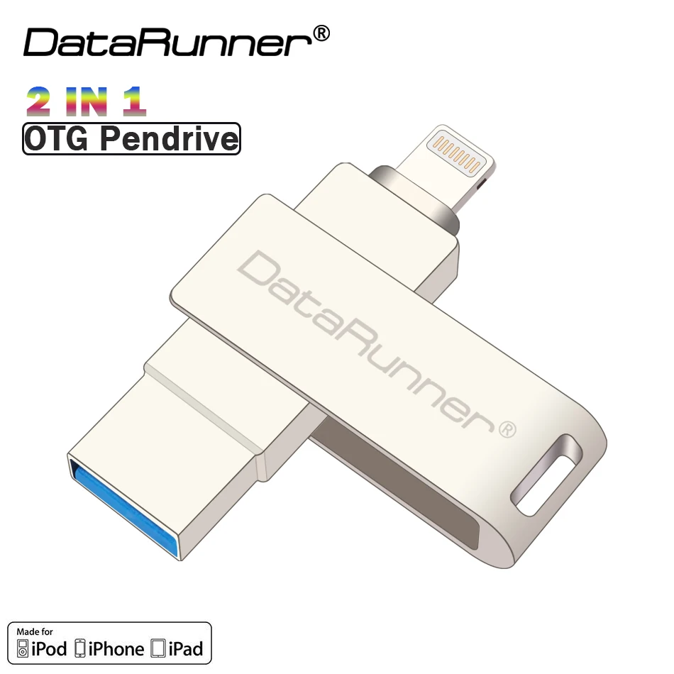DataRunner OTG USB 3 0 флэш накопитель Вращающаяся ручка диск 8 ГБ 16 32 64 128 2 в 1 Флешка для
