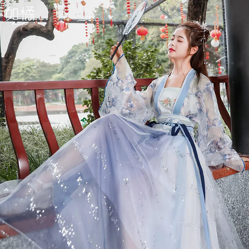 Традиционный Hanfu Женский китайский костюм Тан древний костюм юбка Феи Восточный элегантный одежда принцессы для косплея DL4455
