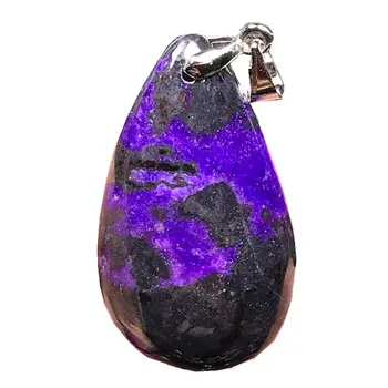 

Top Natural Royal Purple Sugilite Pendant Jewelry For Women Man Crystal 32x18x7mm Beads Silver Water Drop Anticancer Stone AAAAA