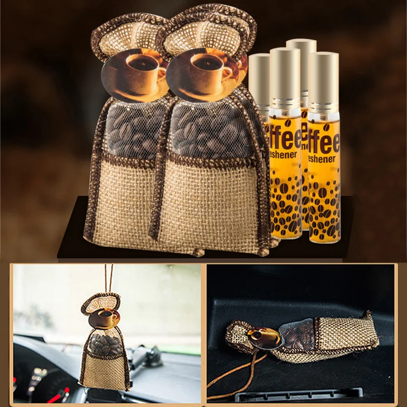 

Wholesale Coffee Bean Hanging Sachet Coffee Perfume Aromatherapy Car Pendant Rear View Mirror fv66