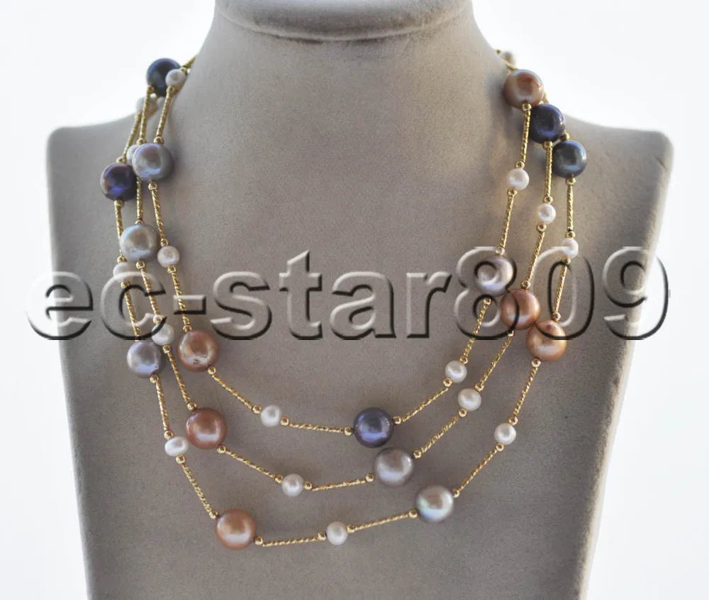 

Z11139 50" 12mm Multicolor Round Edison Keshi Pearl Necklace Choker