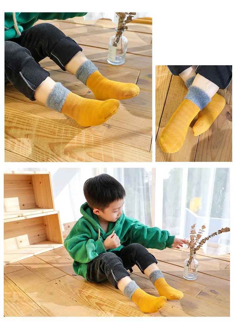 Зимние толстые махровые носки для малышей милые теплые хлопковые носки для новорожденных мальчиков и девочек Нескользящие носки-тапочки для детей от 0 до 5 лет