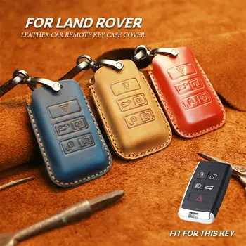 

1Pcs Handmade Genuine Leather Car Remote Key Case Cover Key Holder With Keychain For Land Rover Evoque Discovery 5 Jaguar
